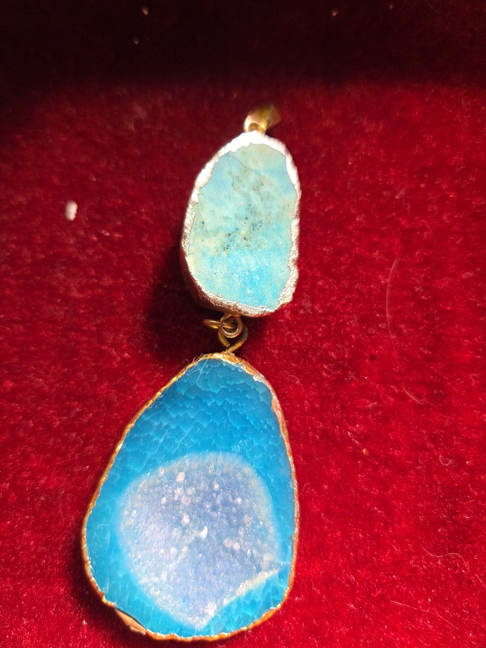 Blue Druzy Teardrop Pendant Necklace - Women Jewelry